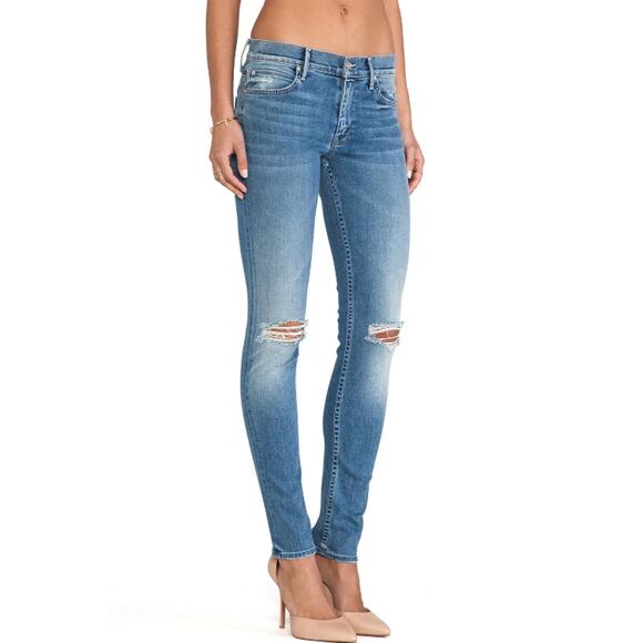 MOTHER The Muse Skinny Jeans Mid-Rise Destroyed Distressed Raw Hem in Wild Thing - Picture 1 of 14